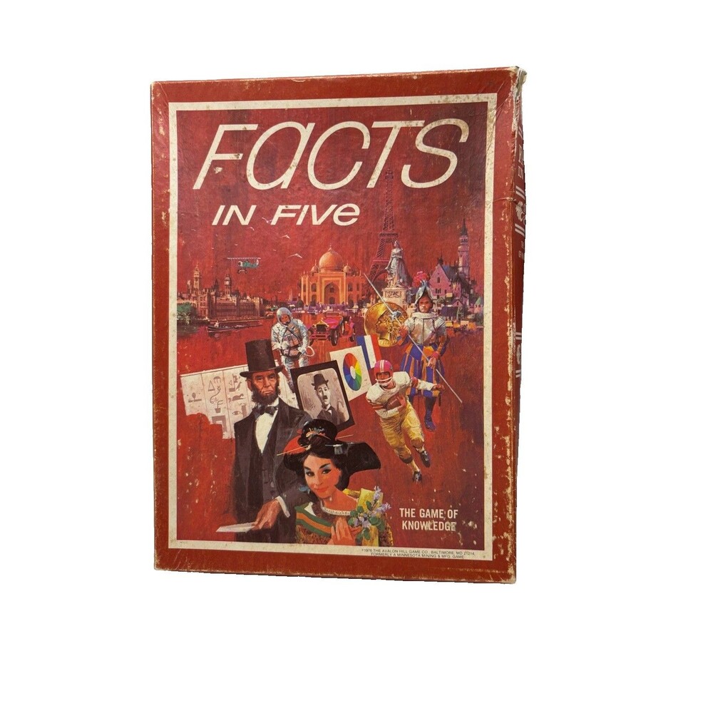 Vintage Avalon Hill Facts in Five Board Game Sealed Cards Complete AH 260